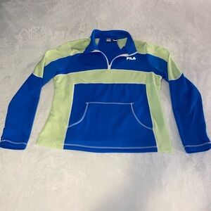 Fila Blue and Green Sport Quarter Zip Long Sleeve Women’s XL